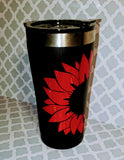 Holographic Sunflower & Heart Black 20oz Tumbler